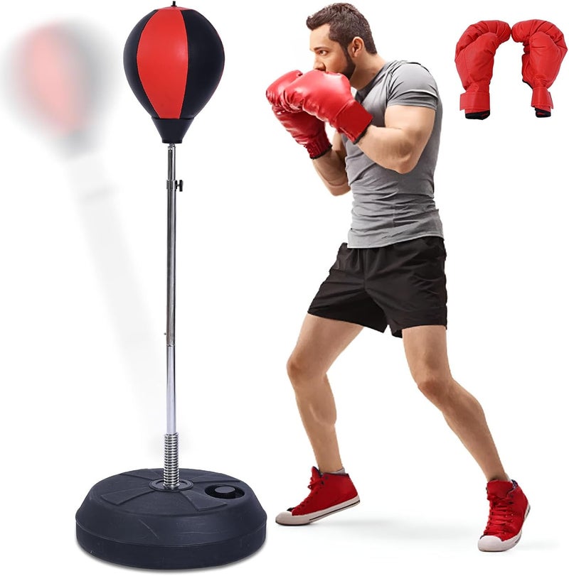 Stiatu Punching Bag with Stand-Fast Bounceback to Increase Speed, Reflexes, and Stamina – Height Adjustable for Training, Boxing Equipment, Stress Relief & Fitness - Image 1